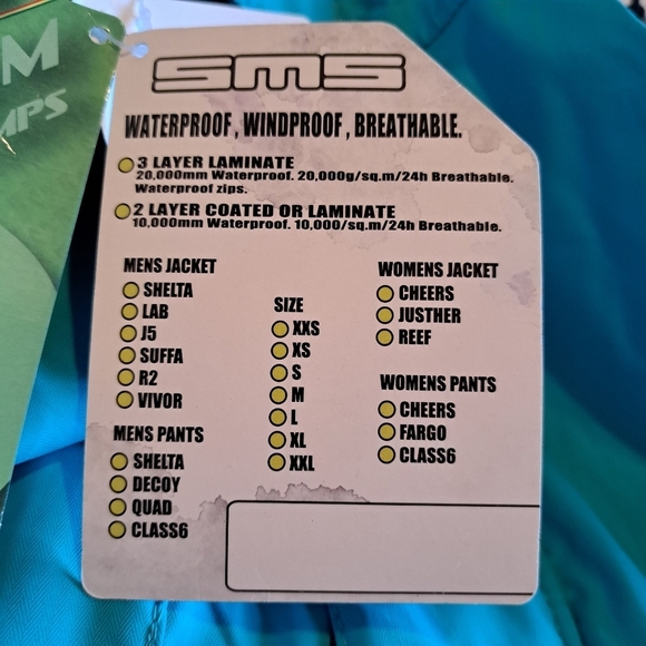 SMS men's size Large Aqua & white ski or snowboard jacket, Wind  & waterproof - Picture 13 of 16